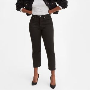 Levi’s Wedgie Straight Black Cropped Jean with Button Fly Size 26